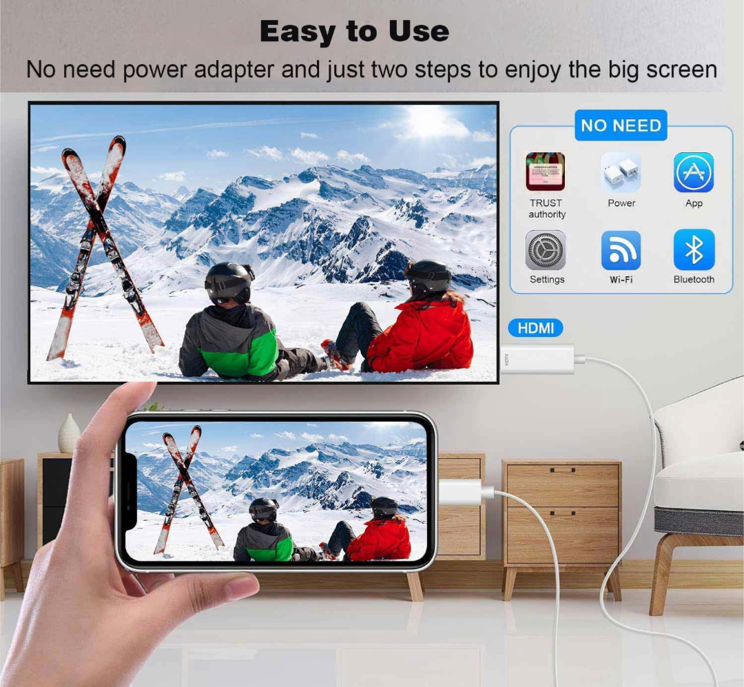 AIRSKY HDMI Cable for iPhone Digital AV Adapter 2k 60hz HD Video Sync Screen Connector AIRSKY HDMI Cable for iPhone Digital AV Adapter 2k 60hz HD Video Sync Screen Connector